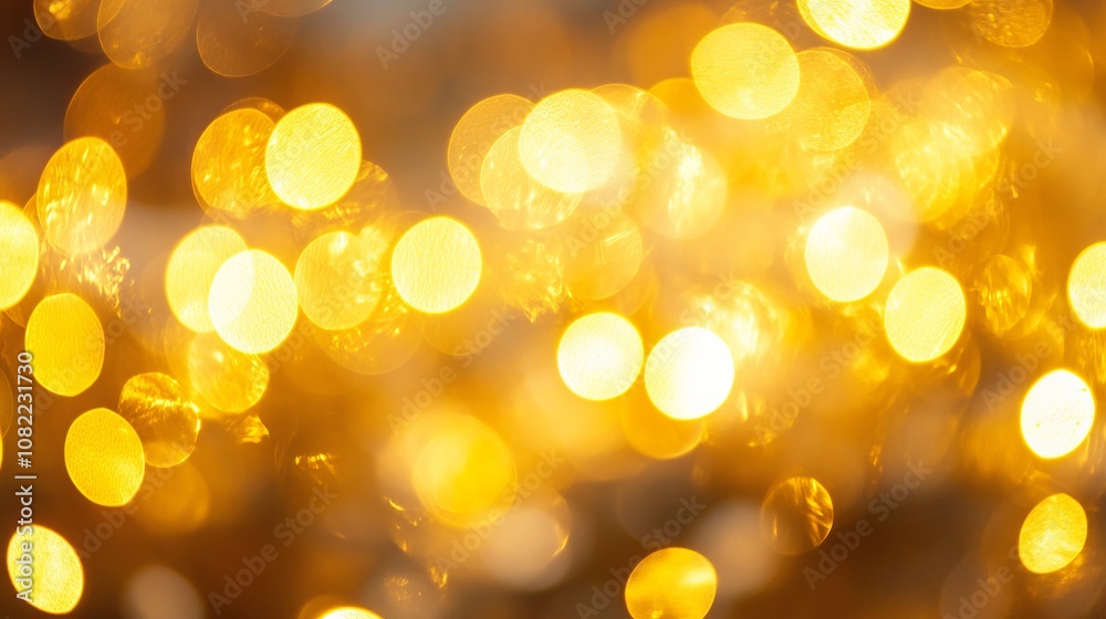 Wall mural festive new year background with soft golden lights, sparkling glows, and elegant bokeh effect, perf