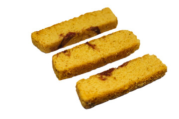 crispy and sweet dry bread isolated on white background