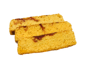 crispy and sweet dry bread isolated on white background