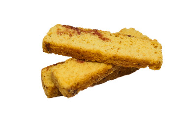 crispy and sweet dry bread isolated on white background