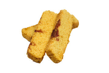 crispy and sweet dry bread isolated on white background