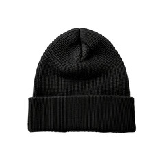 A stylish black beanie hat, perfect for casual wear and warmth.