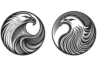 eagle silhouette vector design, eagle head silhouette, eagle head black and white vector Illustration, hand drawn eagle head logo Icon	