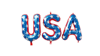 Colorful USA balloons adorned with stars and stripes for celebration.