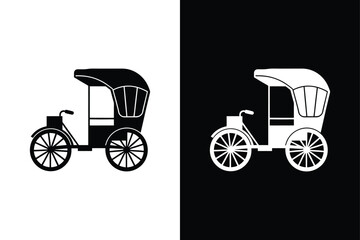 Rickshaw icon vector illustration on White Background Vector Art Illustration on white background.