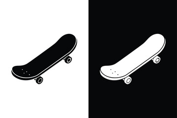 Skateboard icon silhouette on White Background Vector Art Illustration on white background.