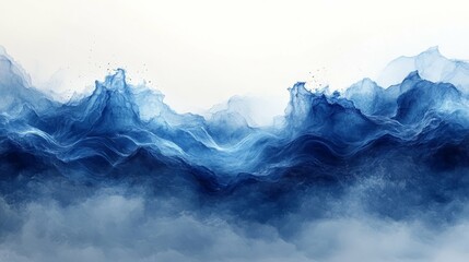 Abstract Blue Waves Painting - Ocean Art Print