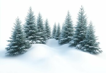 Obraz premium Snowy Forest Landscape: Winter Wonderland with Pine Trees
