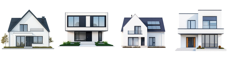 Sleek and modern residential home exterior with clean lines large windows and minimalist design features set in a typical suburban neighborhood with lush landscaping and driveway access