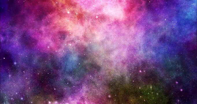 キラキラ輝く星々と宇宙空間がゆっくりと歪むような背景動画