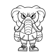 Mascot character design cartoon of elephant outline