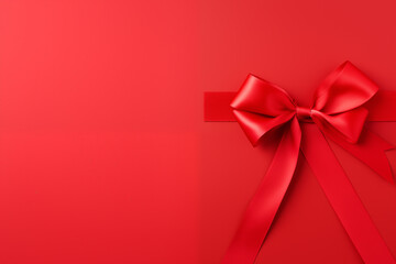 Festive Red Bow on Red - Holiday Season Gift Wrapping - Space for Text