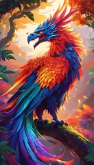 Obraz premium Rise of the Phoenix: A Symphony of Flames and Feathers