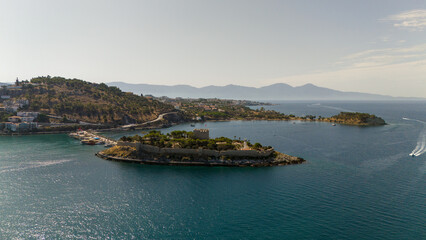 Drone Aerial View of Kusadasi Castle in Turkey