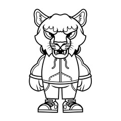 Mascot character design cartoon of panther outline