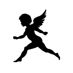 silhouette of an angel, cupid - vector illustration