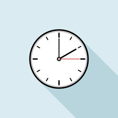 Clock icon design. Vector office clock icon with shadow.