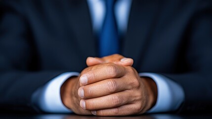 Fototapeta premium Businessman Sitting with Hands Clasped