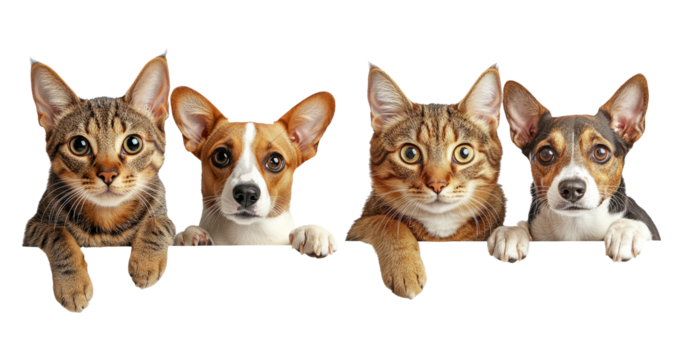 Cute Cats and Dogs with Cheerful Expressions