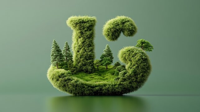 Green Grass Letter J & G Shaped Like Trees