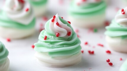 Festive Christmas cream cheese mints in vibrant holiday colors, shaped into cheerful designs, perfect for seasonal celebrations and sweet treats.