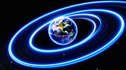 Earth with Hypothetical Ring System in the Vastness of Space