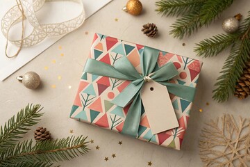 Festive Gift Box with Holiday Decor