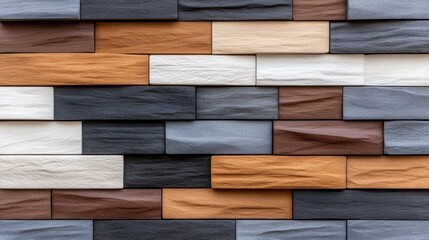 Colorful textured brick wall pattern with various shades and textures for modern interior design