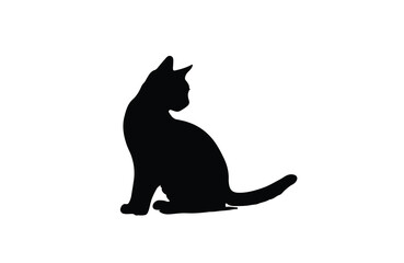 cat silhouette vector outline art illustration logo design
