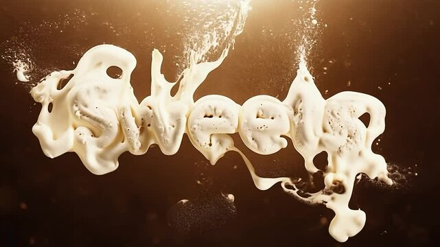 An animated lettering of the word Sweets as a background of liquid delicious chocolate.