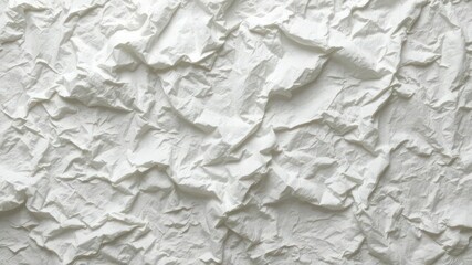 Fototapeta premium Crumpled white fabric with intricate pattern texture, white