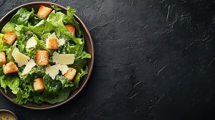 Caesar Salad on a Black Background