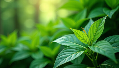 Closeup of Vibrant Green Leaves