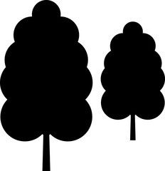 Flat trees set, pines, spruces, conifers and deciduous trees. Forest green tree nature plant isolated illustration