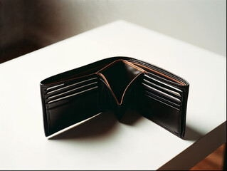 Empty Wallet on a White Desk, Symbolizing Financial Struggle and Economic Hardship