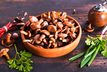edible mushroom in bowl on a table