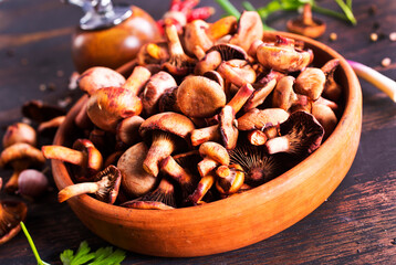 edible mushroom in bowl on a table