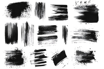 Collection of Brush Strokes ,Vector Grunge Brushes ,Dirty textures of banners, boxes, frames, Painted objects isolated on white background