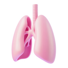 Fototapeta premium pink lung 3d render icon isolated on transparent background cutout