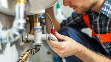 A professional fixes a leaking faucet in a home to prevent water waste while ensuring proper plumbing function