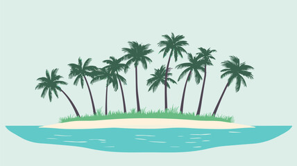 Tropical Island with Palm Trees