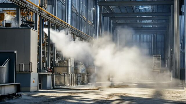 Air dust filtration system in an industrial plant, high-efficiency filtration units removing airborne particles from production areas