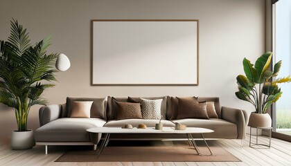 modern living room with sofa,Modern Living Room Sofa and Wall Poster Mockup with Stylish Interior Background"