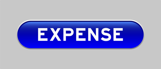 Blue color capsule shape button with word expense on gray background