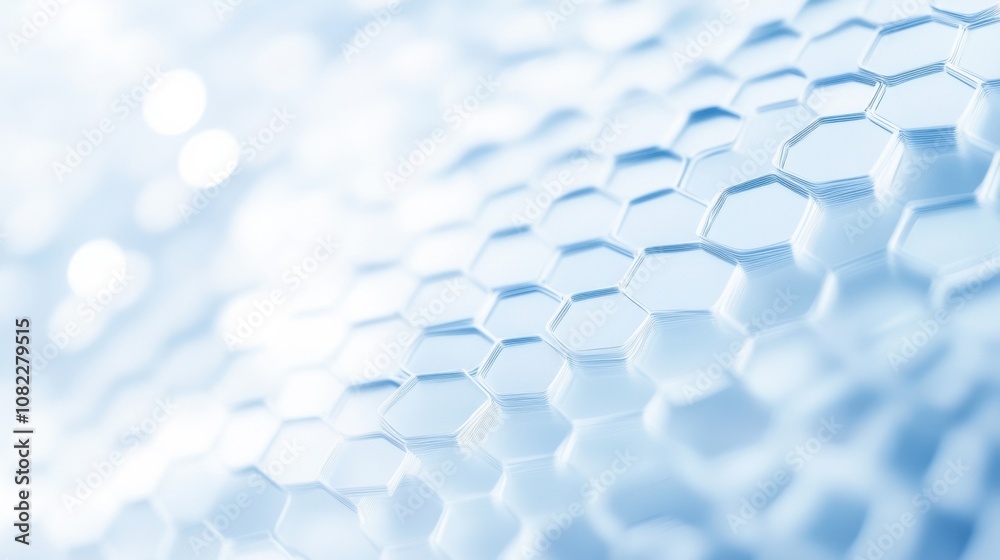 Wall mural a detailed close-up reveals a hexagonal pattern formed of overlapping shapes in light blue tones, cr