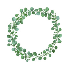 Obraz premium Green Eucalyptus Wreath Vector Frame