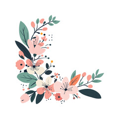 Soft Pastel Floral Corner Arrangement Vector