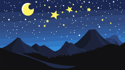 Fototapeta premium Night Sky Over Mountains