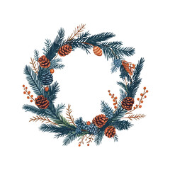 Naklejka premium Holiday Pinecone Wreath Vector Illustration for Winter Season