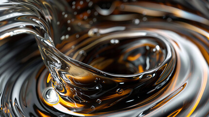 Swirling liquid creates mesmerizing patterns, reflecting of amber